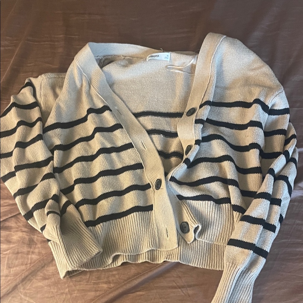 Sonoma Tan and Black Striped Cardigan